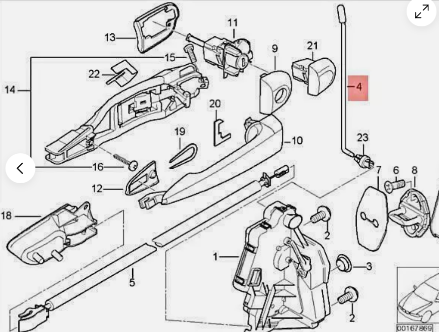 73.png BMW KAPI KİLİT ÇUBUĞU E46 ÖN SAĞ ORJİNAL 51218254088 - Görsel 1