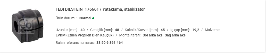 l4PZUOMErtlsvc1FFwc3sw.png BMW G30 ARKA VİRAJ DEMİR LASTİĞİ 33506861464 - Görsel 1