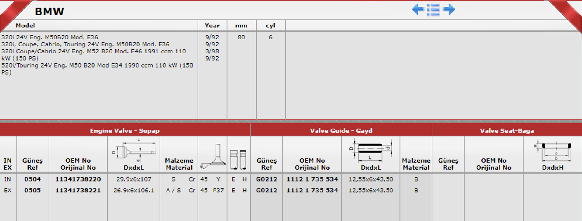 uqRhdkF6tJalvnnMezkoUQ.png BMW M50-M52-M62 SUBAP GAYDI 6MM 11121735534 24 ADET - Görsel 1