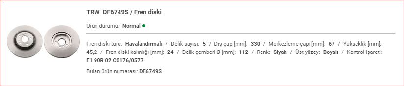 yCX2yKDbhpIDcZ8LPuWWzwEPOUIqsPdA4fV9d0eN8DE.jpg BMW F45-F48 MINI COOPER F60 ÖN DİSK ADET 34106891080 - Görsel 1