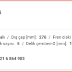 BMW E36-E46 ARKA FREN DİSKİ HAVALI TAKIM 34216864903 numaralı bu parça