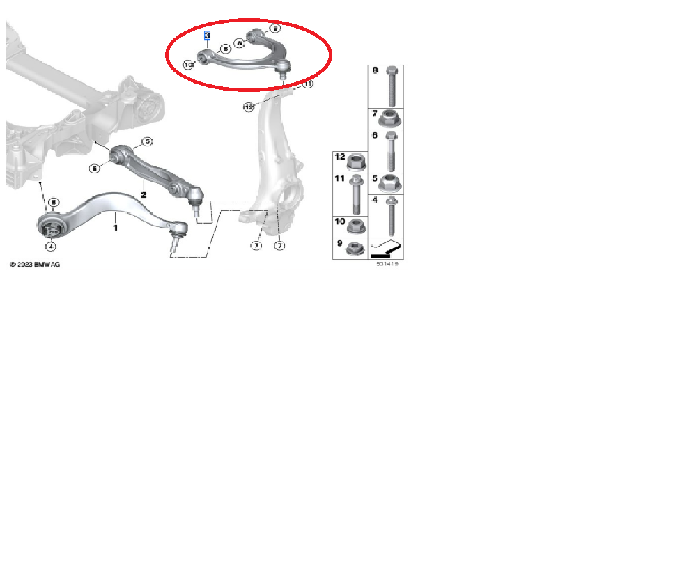 BMW G60 ÖN ÜST U SALINCAK SAĞ-SOL 31108833037 BMW G60 Ön Üst U Salıncak Sağ-Sol