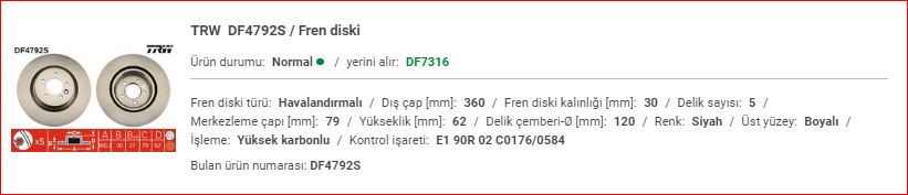 RANGE ROVER SPORT 2010-- ÖN DİSK ADET SDB000624 RANGE ROVER SPORT 2010 ve sonrası modeller için ÖN DİSK SDB000624