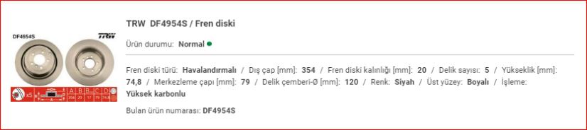RANGE ROVER VOUGE ARKA DİSK ADET LR017804 - LR031844 RANGE ROVER VOGUE ARKA DİSK TAKIMI LR017804 / LR031844